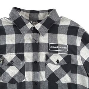 Biltwell Nomad Flannel Shirt Mens M Black Grey Buffalo Check Casual Precision